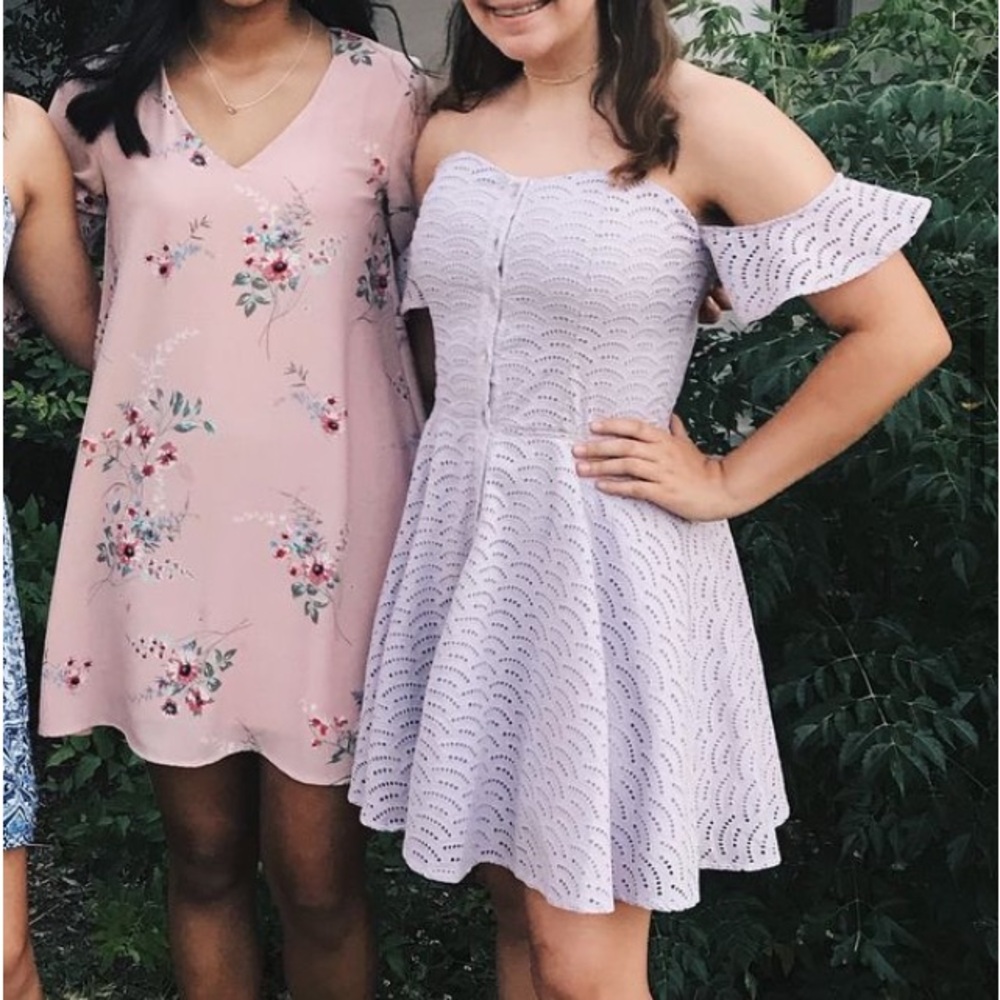 Pale lavender giani bini eyelet mini dress